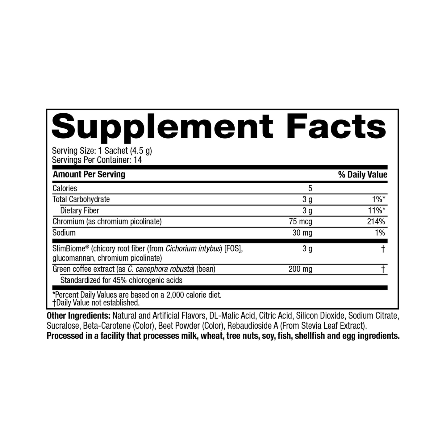 Hydroxycut Hunger Control Prebiotic Drink Sticks, Tropical Peach, 14 Ct