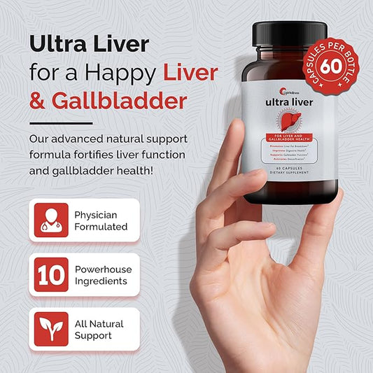 🌿 Ultra Liver Supplement – Advanced Liver & Gallbladder Support | Powered by TMG, NAC, Milk Thistle & Taurine | Detox & Immunity Booster – 60 Capsules