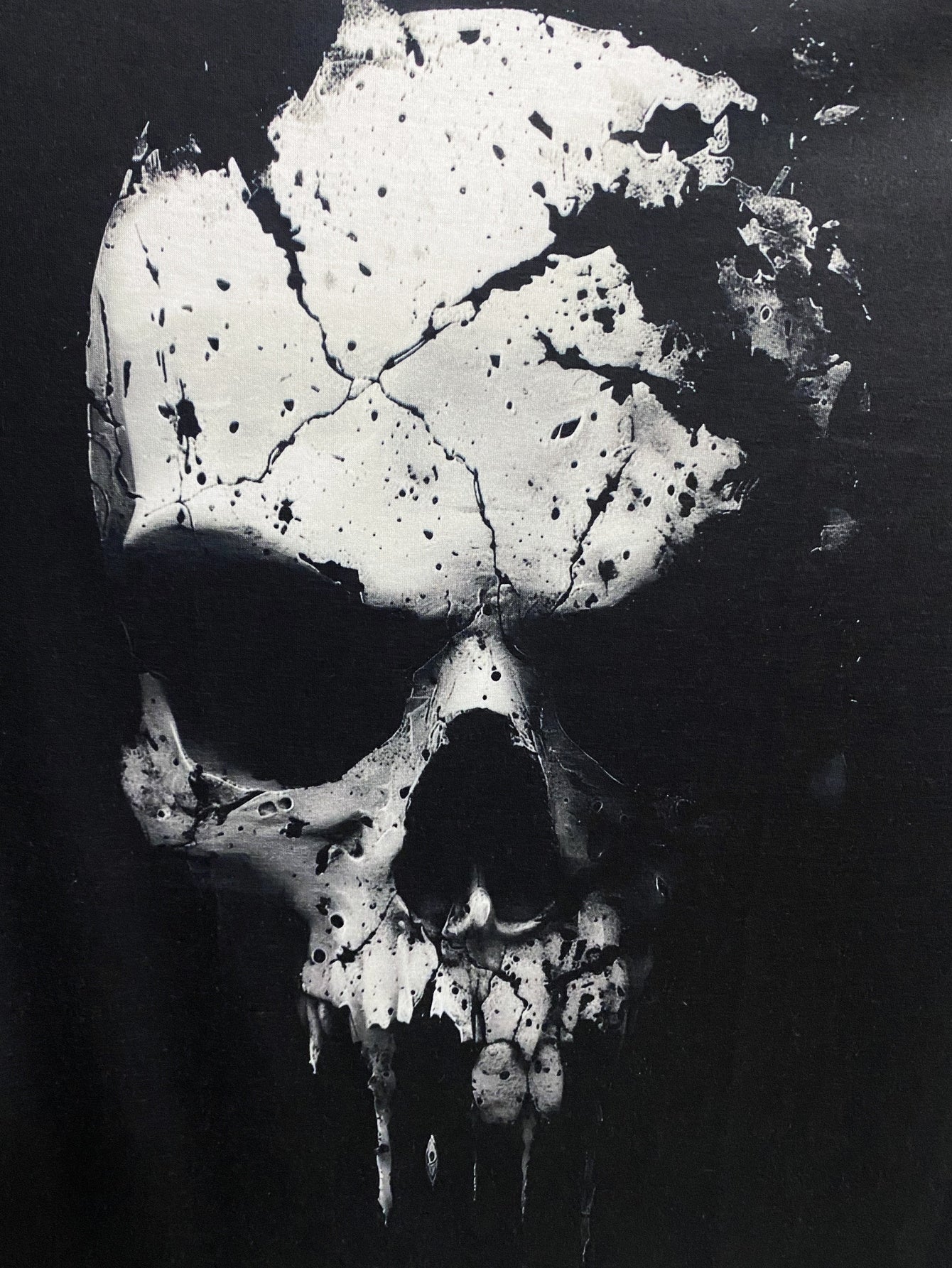 Men’s 3D Shattered Skull T-Shirt – Round Neck, Short Sleeve Summer Outdoor Top