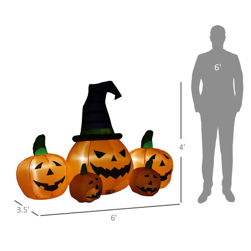 Outsunny 73L Inflatable Halloween Decoration,5 Pumpkin, Blow Up Outdoor LED Yard Display, Waterproof