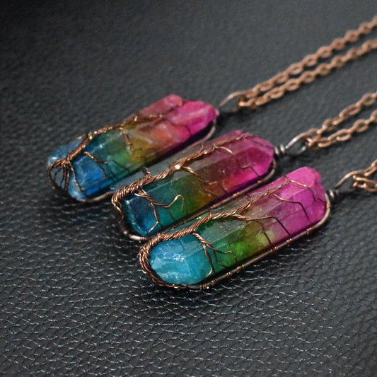 Stone Crystal Pillar Tree of Life Pendant – Hot Selling Fashion Necklace for Women & Men