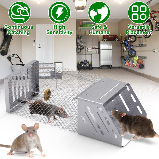 1Pc Automatic Continuous Rat Trap Single Door Mouse Cage Humane Live Animal Trap Cage Indoor Outdoor For Small Rodents Mice Voles