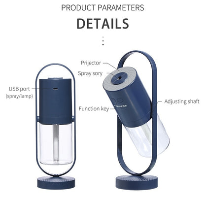 Magic Shadow USB Air Humidifier – Mini Ultrasonic Mist Maker with Projection Night Lights for Home, Car & Office
