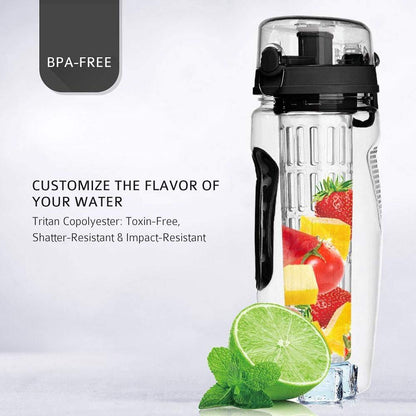 32Oz Fruit Infuser Water Bottle – BPA-Free Plastic Sport Juice Shaker & Infuser Drink Bottle