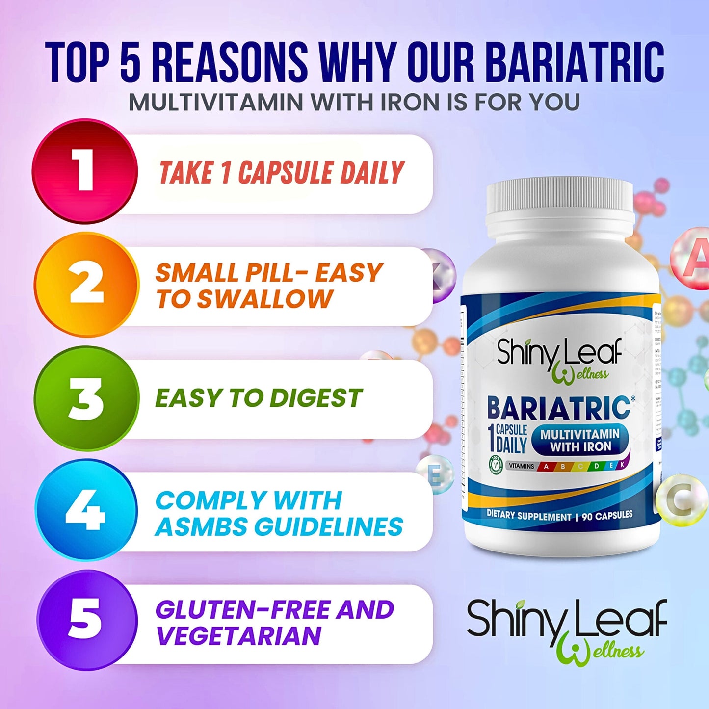Bariatric Multivitamins with 45mg Iron 1 capsule a day