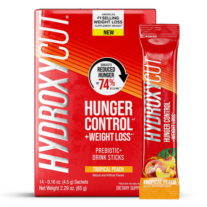 Hydroxycut Hunger Control Prebiotic Drink Sticks, Tropical Peach, 14 Ct