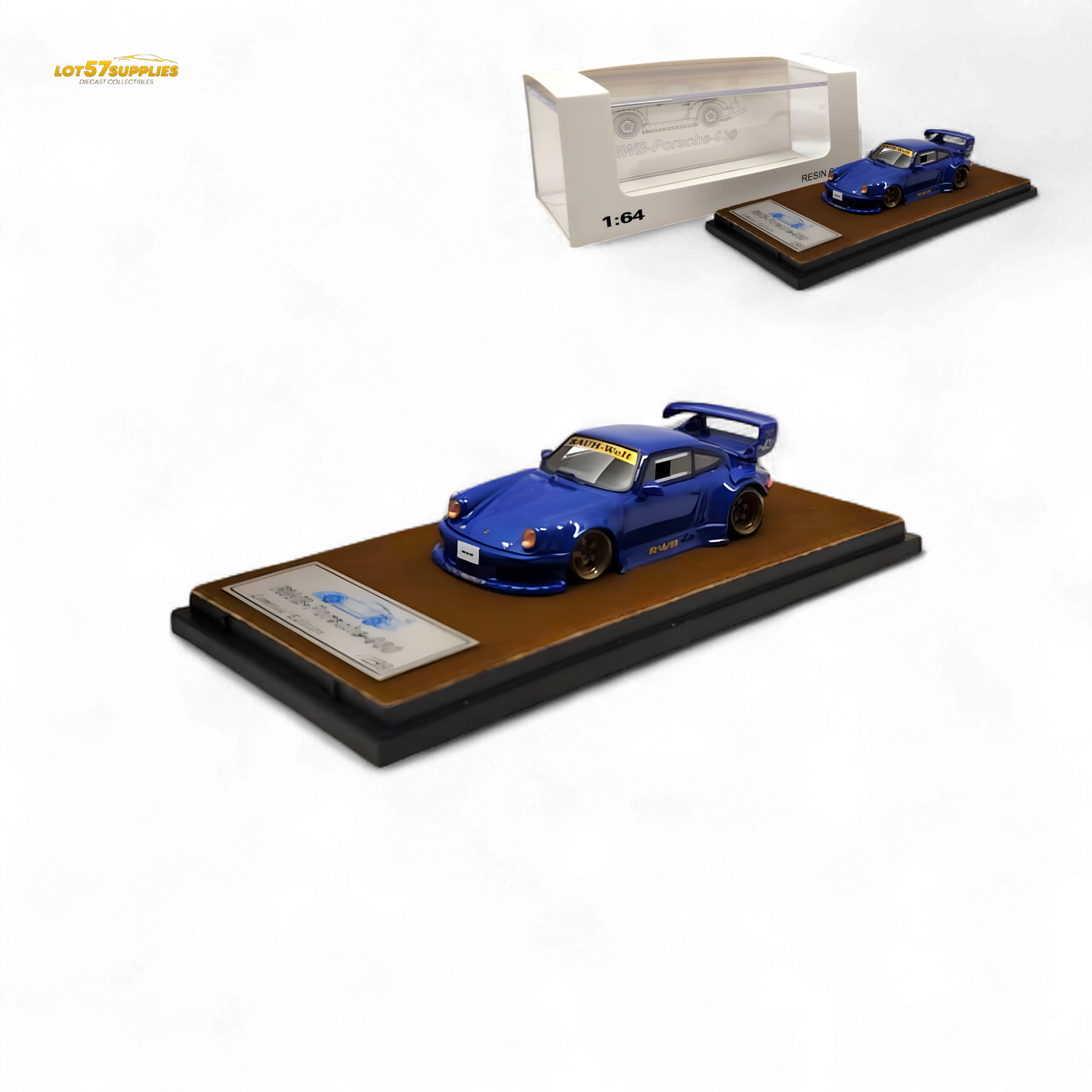 QIDIAN Porsche RWB 930 GT Wing in Blue Resin Model 1:64