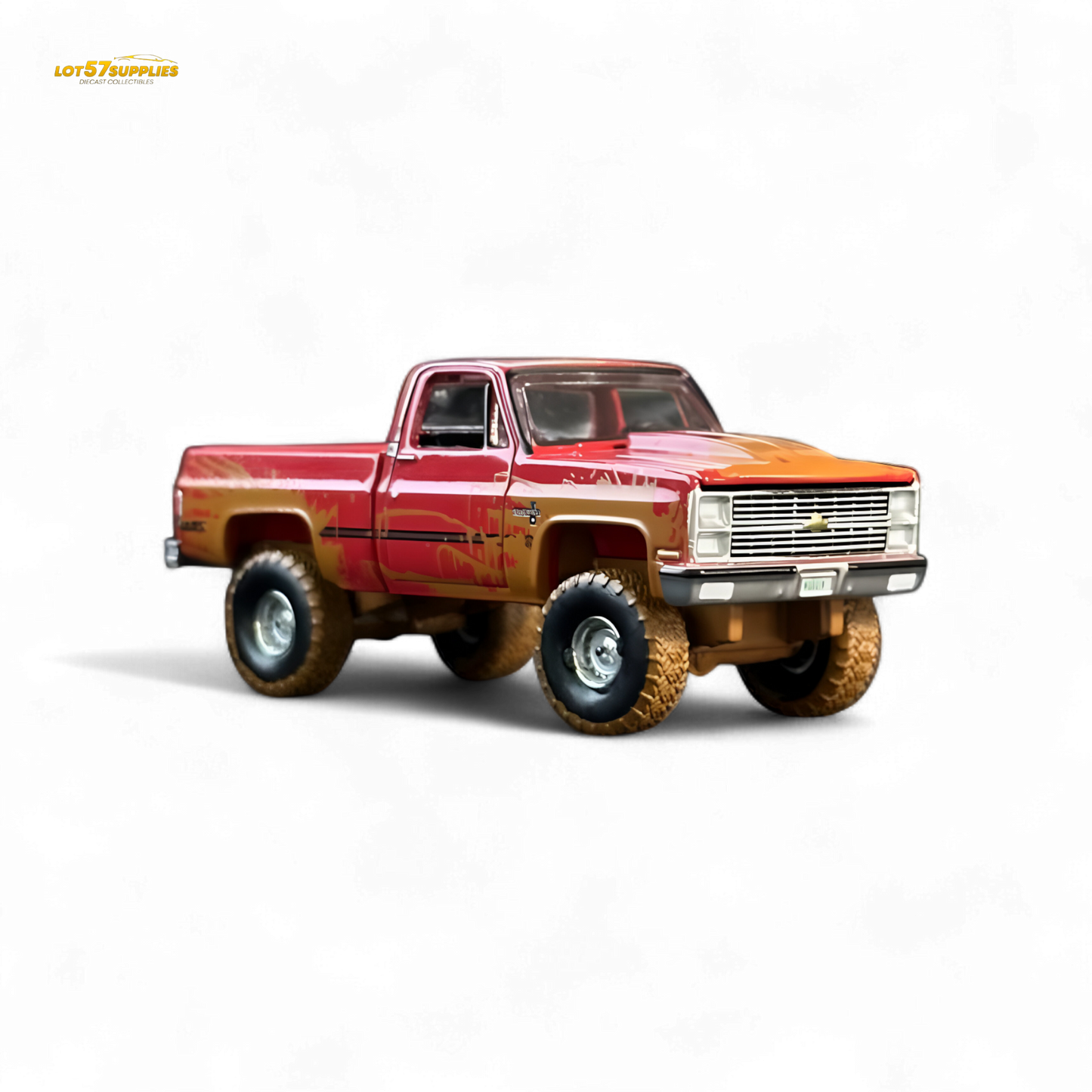 Auto World 1983 Chevrolet Silverado K10 4x4 Muddy LIFTED Squarebody 1:64