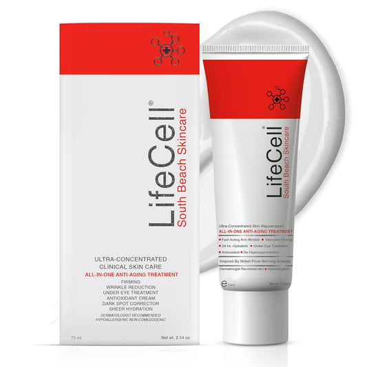 LifeCell All‑In‑One Anti‑Aging Cream 2.54 oz – Retinol, Vitamin C, DMAE & Hyaluronic Acid for Wrinkles, Fine Lines, Dark Circles & Sun Damage