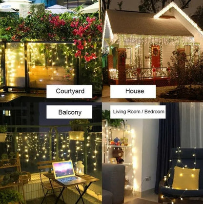 Curtain Icicle Lights Wedding Party LED Fairy Christmas Indoor Outdoor