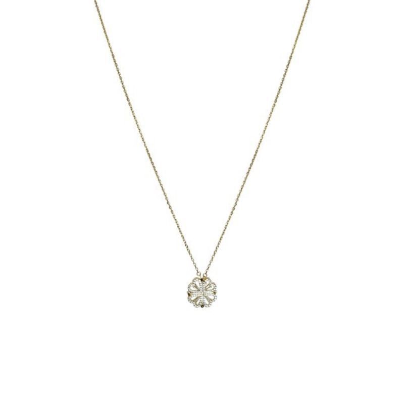 Retro Magnetic Heart-Shaped Four-Leaf Clover Pendant Necklace – Women’s Openable Choker Jewelry & Gift