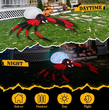 11.8 FT Halloween Inflatable Crawling Spider – Outdoor Yard Decoration with Rotating LED Lights