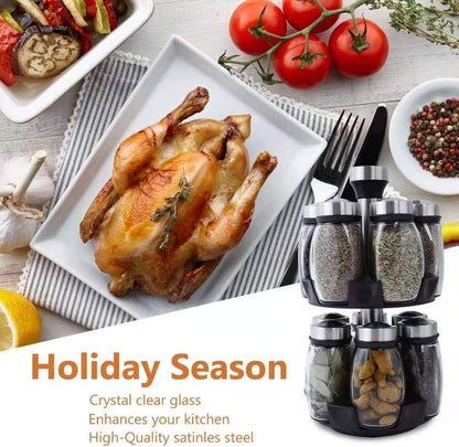 Revolving Spice Rack Organizer with 12 Empty Jars, Countertop Tower