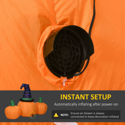 Outsunny 73L Inflatable Halloween Decoration,5 Pumpkin, Blow Up Outdoor LED Yard Display, Waterproof
