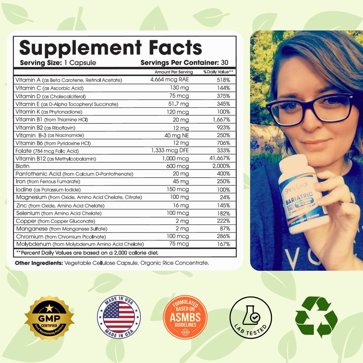 Bariatric Multivitamins with 45mg Iron 1 capsule a day