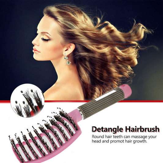 Detangler Hair Brush for Women, Nylon Bristle Scalp Massage Comb