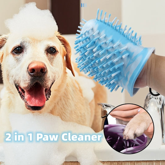 2 In 1 Dog Paw Cleaner Cup – Soft Pet Foot Washer & Brush, Portable Paw Cleaning Bucket