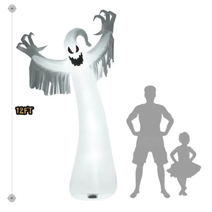 Spooky Halloween Inflatable Ghost – 12 Ft Tall Outdoor Decoration with LED Lights, Waterproof & Easy Setup