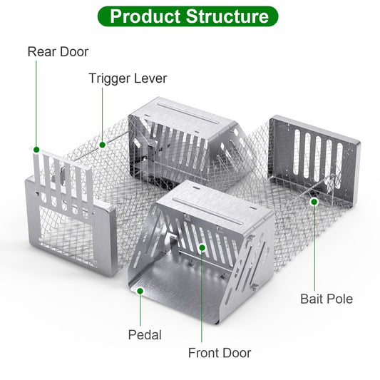 1Pc Automatic Continuous Rat Trap Single Door Mouse Cage Humane Live Animal Trap Cage Indoor Outdoor For Small Rodents Mice Voles