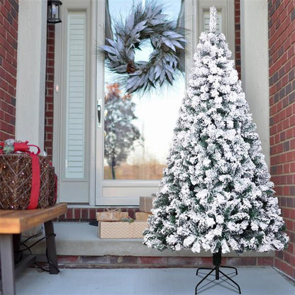 Green Flocking 6ft, 750 Branches, Automatic Tree Structure, PVC Material Christmas Tree
