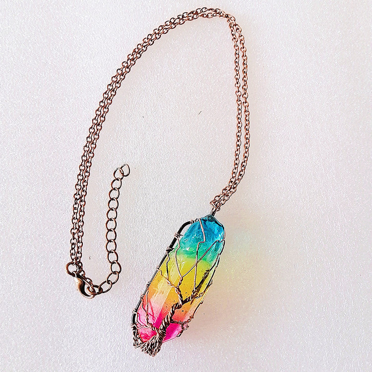 Stone Crystal Pillar Tree of Life Pendant – Hot Selling Fashion Necklace for Women & Men