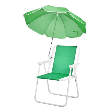 Folding Beach Chair With Umbrella For Adults, Lightweight Porable Camping Chair With 265lbs Capacity For Travel Picnic Concert  Outdoor Activities, Green