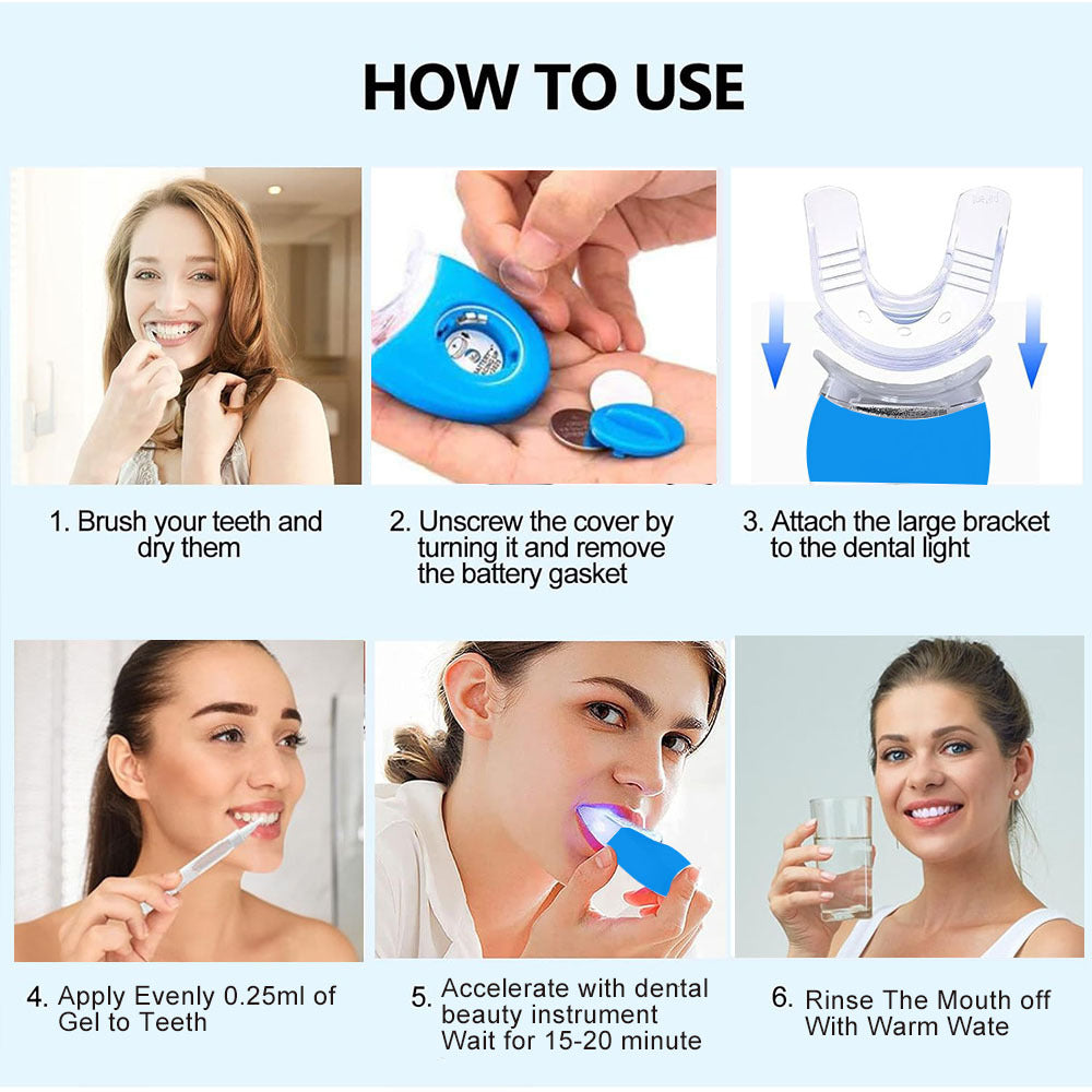 Professional Teeth Whitening Kit with 5X LED Light & Whitening Pens