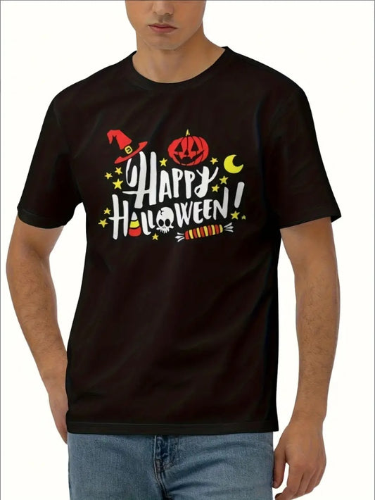 Witch Hat Pumpkin Ghost Happy Halloween Men's T-shirt