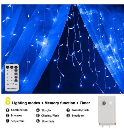 Curtain Icicle Lights Wedding Party LED Fairy Christmas Indoor Outdoor