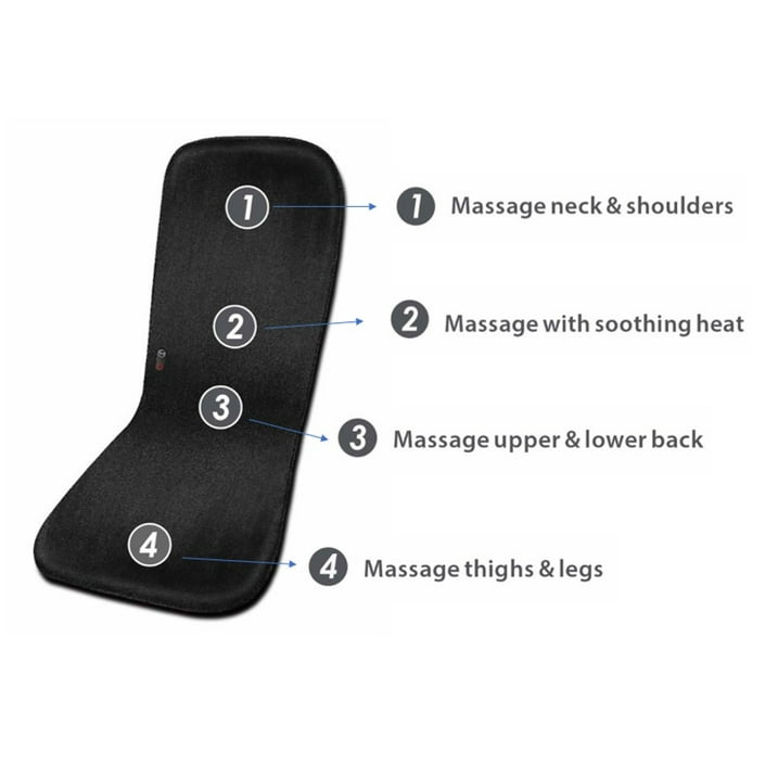 Health Touch Double-Sided Full Body Massage Mat, 5 Vibration Motors Massage with Soothing Heat, Black