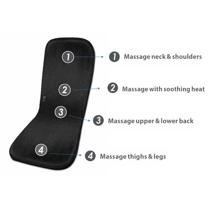 Health Touch Double-Sided Full Body Massage Mat, 5 Vibration Motors Massage with Soothing Heat, Black
