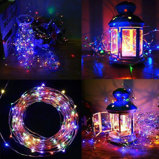Set Of 2 Solar Fairy String Lights 20M 200 LED Copper Wire Outdoor Garden Decor