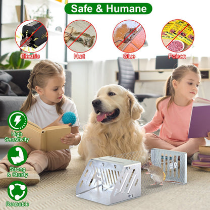 1Pc Automatic Continuous Rat Trap Single Door Mouse Cage Humane Live Animal Trap Cage Indoor Outdoor For Small Rodents Mice Voles