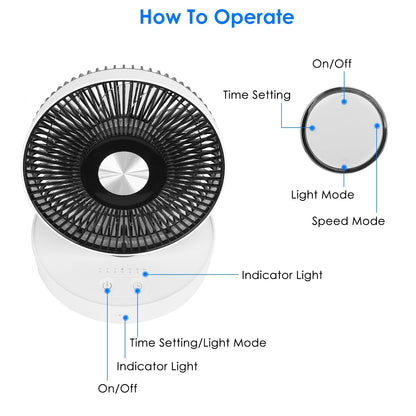 Foldable Rechargeable LED Desk Fan Wall Mounted Fan With Magnetic Remote Hanging Oscillating Fan With 4 Speeds 2 Brightness Time Setting Automatic Rotation