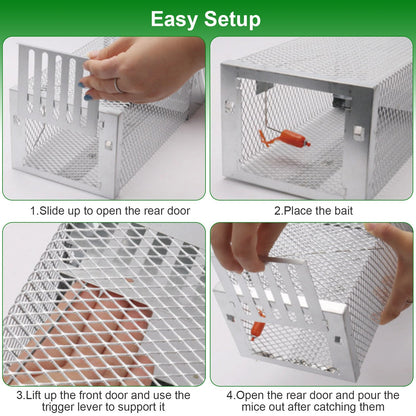 1Pc Automatic Continuous Rat Trap Single Door Mouse Cage Humane Live Animal Trap Cage Indoor Outdoor For Small Rodents Mice Voles