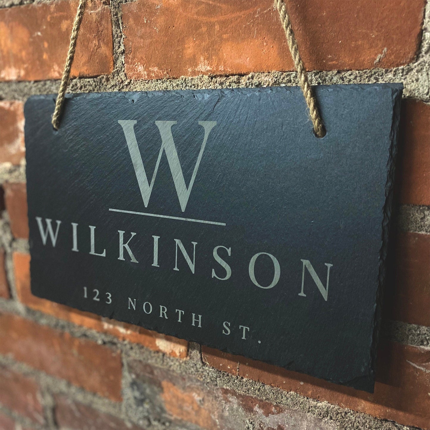 Personalized Slate Home Sign | Last Name Slate Address Sign | 11.75" x 7" Size | Street Number Sign | Slate Hanging Sign