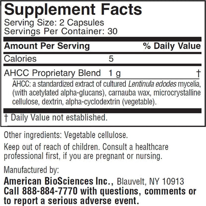 ImmPower AHCC Herbal Mushroom Supplement – 500mg – Immune Support & Natural Killer Cell Activity – 60 Vegan Capsules