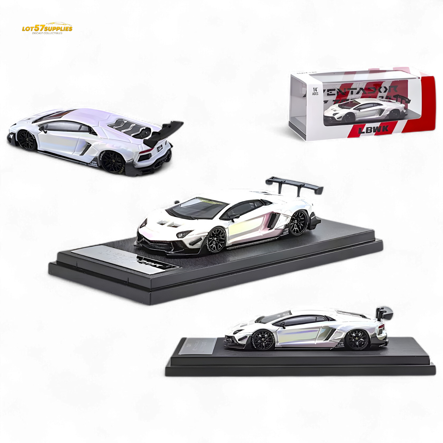 Star Model Aventador LBWK LP700-4 Chrome Rainbow White 1:64