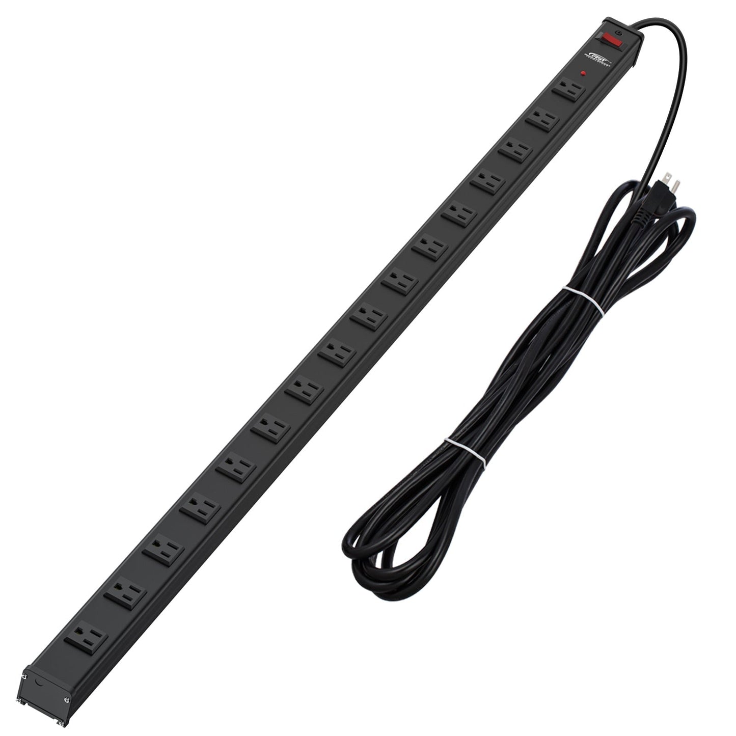 CRST 2.6" Wide Space 16 Outlets Mountable Metal Power Strip Surge Protector, Optional 15FT/6FT Power Cord, Mounting Brackets Included