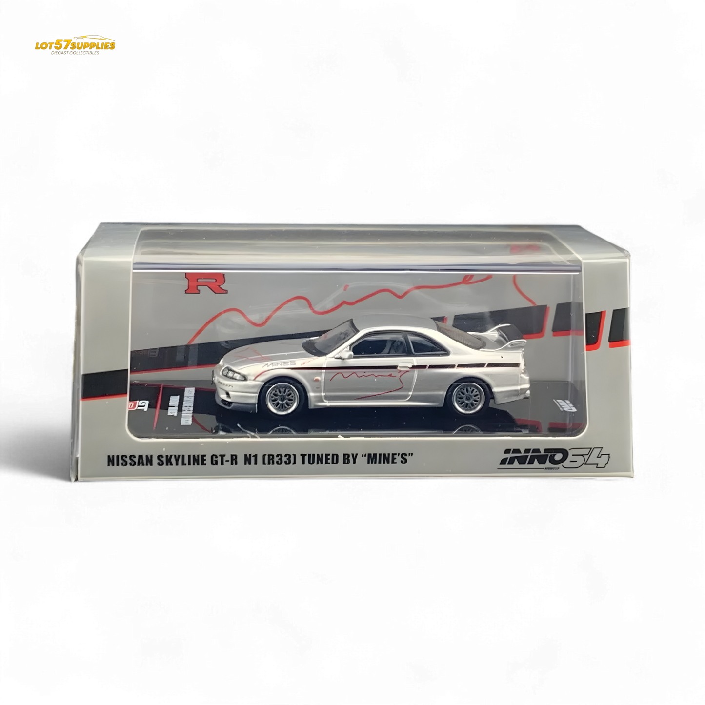 Inno64 NISSAN SKYLINE GR-R (R33) "Tuned by Mine's" Silver 1:64