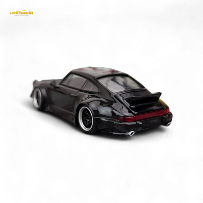 Flame Porsche 964 RWB Ducktail in Gloss Black 1:64