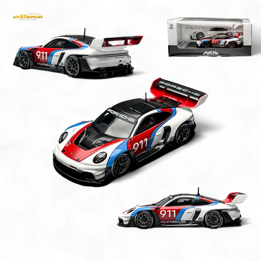 (Pre-Order) HKM Model Porsche 911 (992) GT3 R Rennsport White #911 1:64