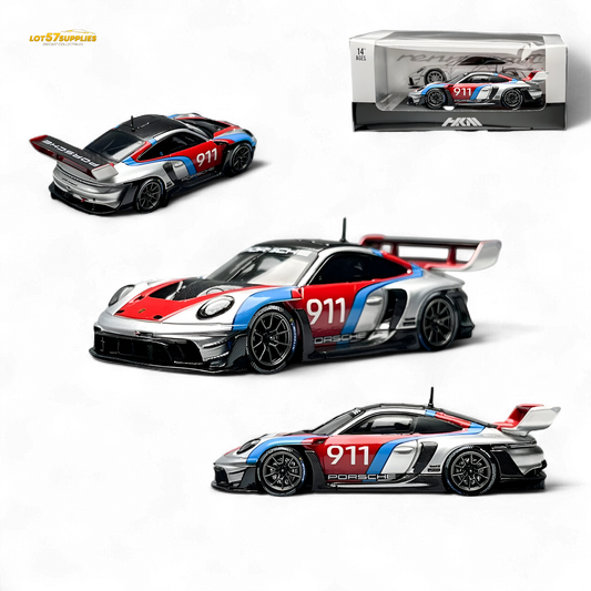 (Pre-Order) HKM Model Porsche 911 (992) GT3 R Rennsport Silver #911 1:64