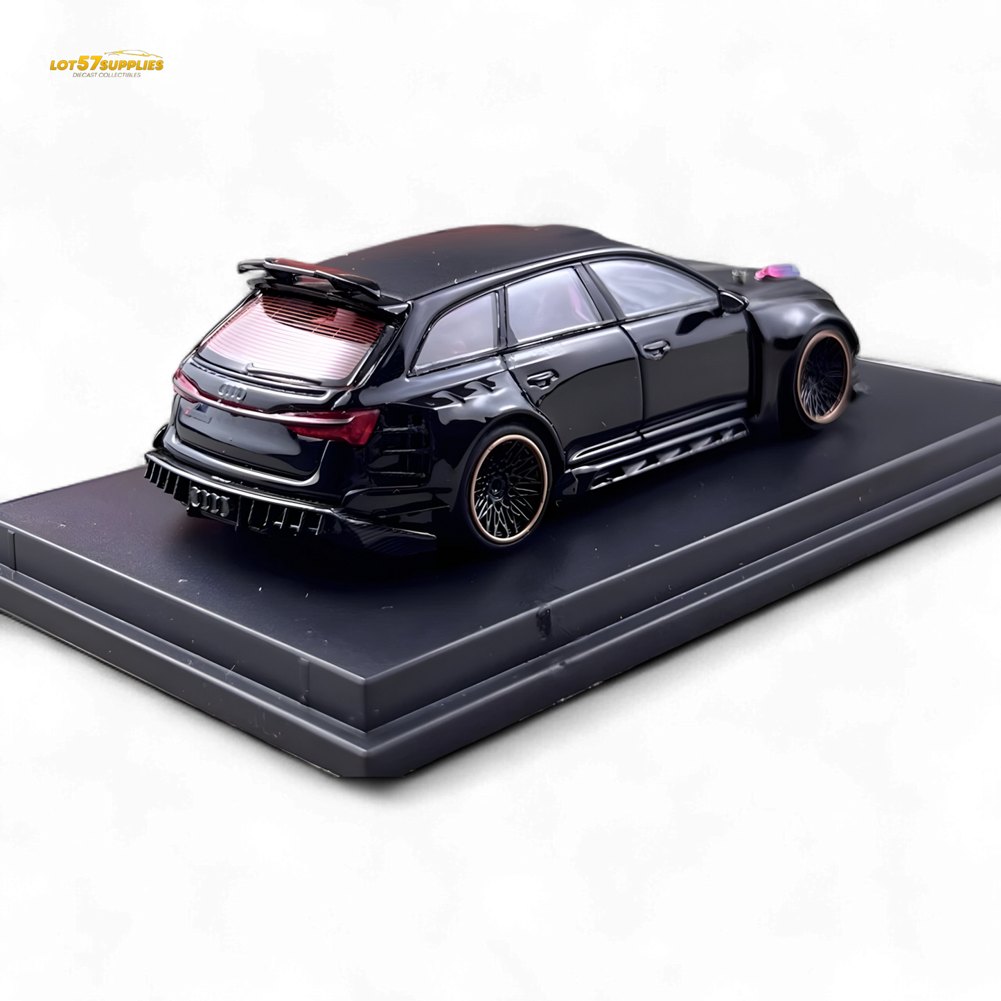 DCM Modified Audi RS6 Wagon Metallic Black - Engine & Openable Hood 1:64